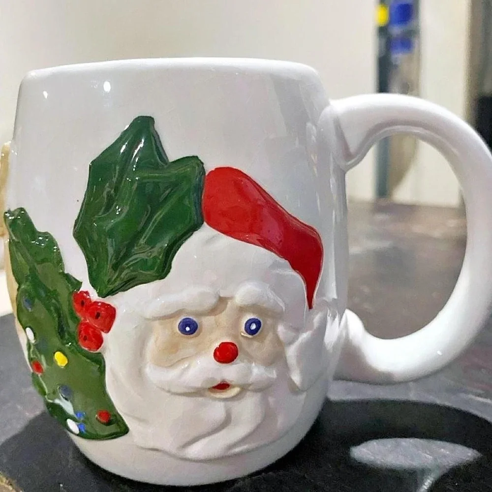 White Santa Snowman 3D Christmas Mug